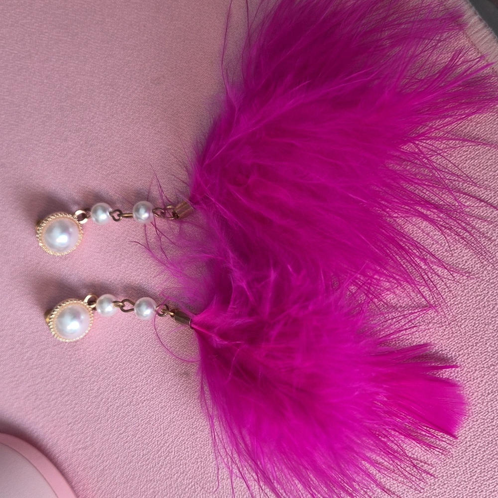 Feather drop earrings